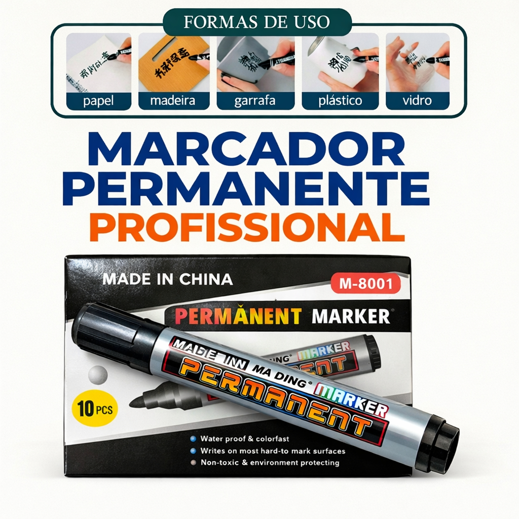 Kit 1/3/6/12 - Canetas Marcador Permanente Preta Ponta Fina 2mm Seca Rapido em Oferta na Shopee