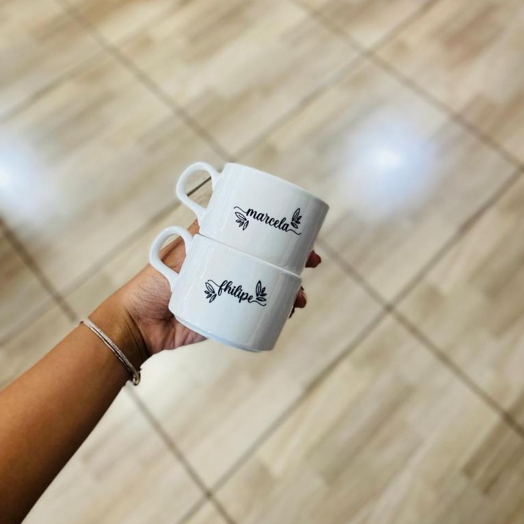 KIT 2 XÍCARAS PERSONALIZADAS - KIT DUAS CANECAS CERAMICAS BRANCAS PERSONALIZADAS