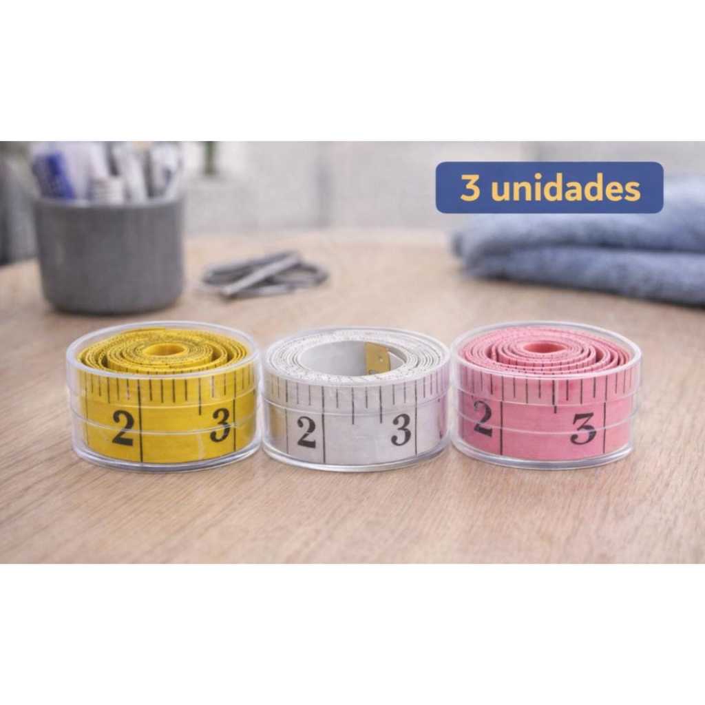 Kit Fita Métrica Flexível 150cm Para Costura, Academia e Medida Corporal, Dupla Face Centímetro Polegada