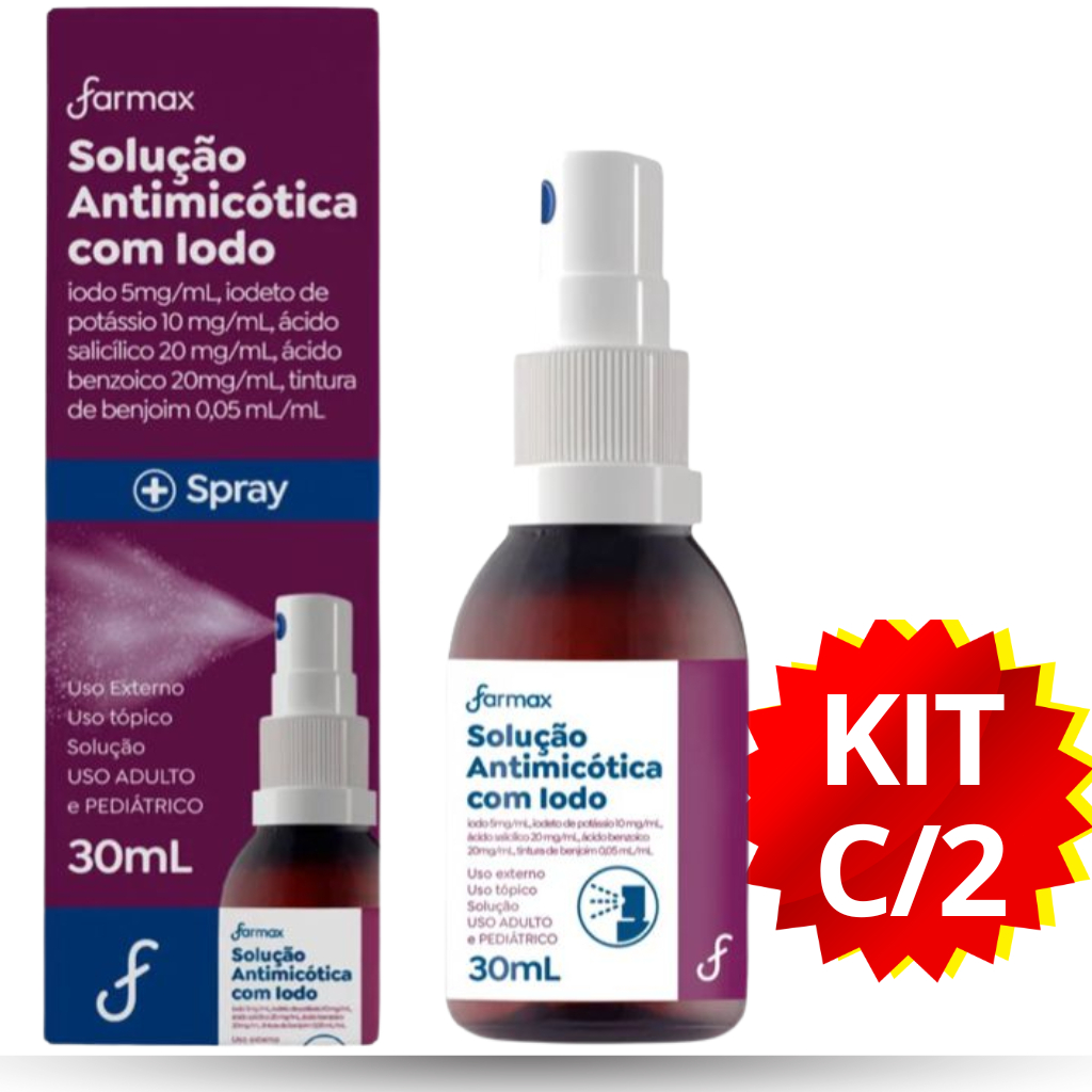 KIT COM 2 ANTIMICÓTICO COM IODO FARMAX SPRAY 30ML – AÇÃO RÁPIDA CONTRA FUNGOS em Oferta na Shopee
