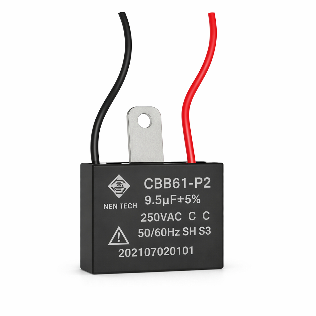 Capacitor CBB61 Quadrado 9,5uF 250V 2 Fios Para Ventilador em Oferta na Shopee