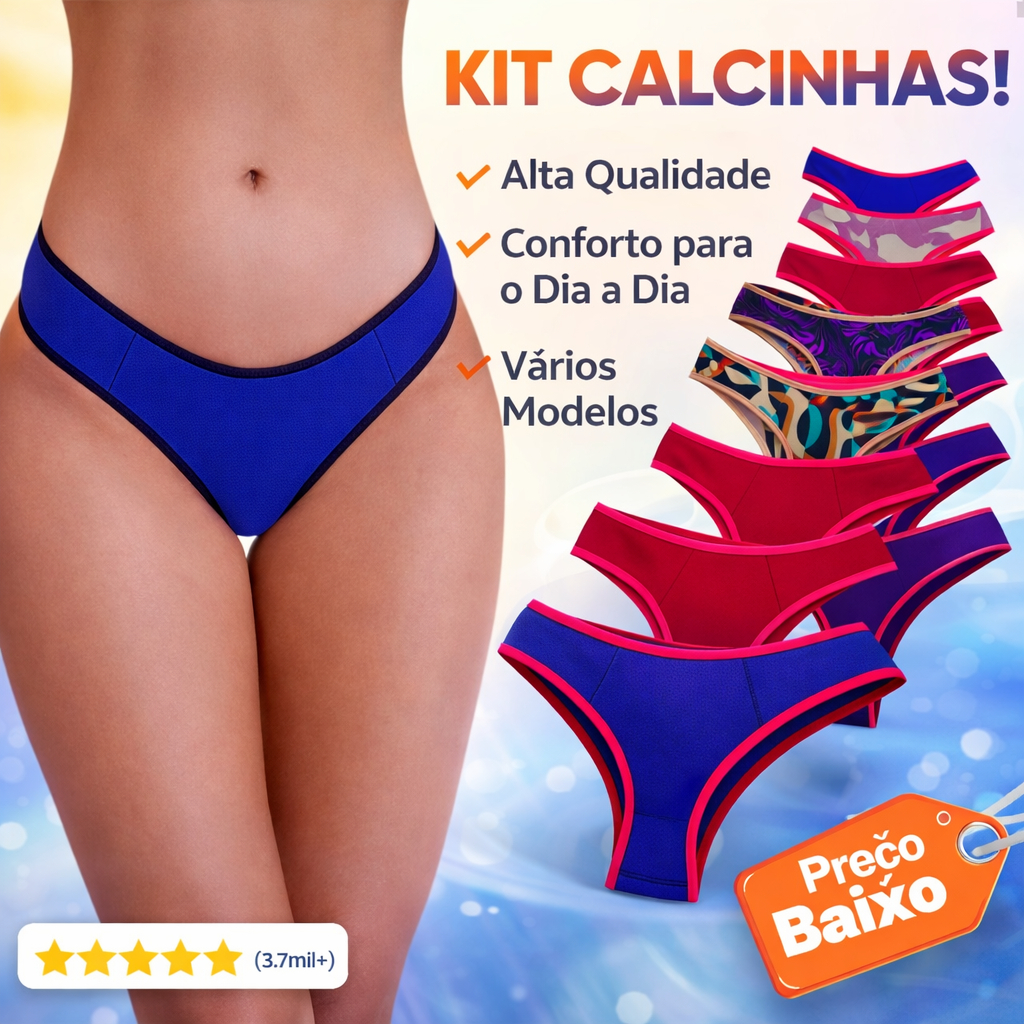 Kit 10 Calcinhas Feminina Tanga em Suplex e Microfibra Adulto Conforto