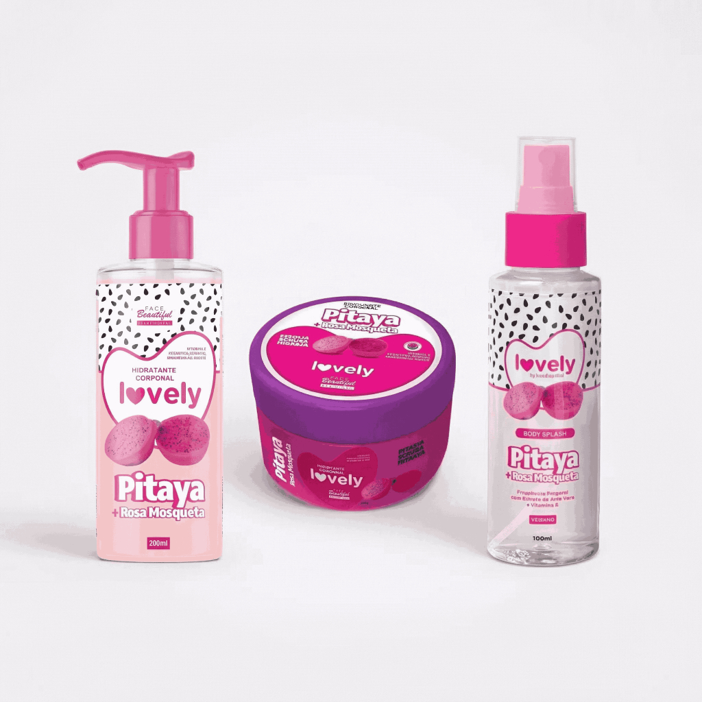 Kit Face Beautiful Pitaya Esfoliante Hidratante E Body Splash