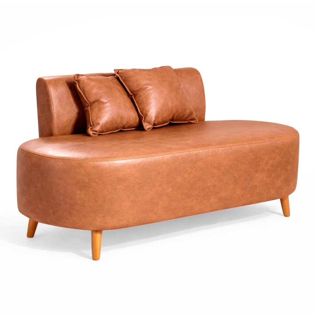 Sofa Organico  Feijão Curvo De 1,15 Metro  Para Sala Closet Tecido Corino Com 02 Almofadas Visammer