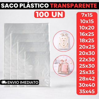 100 Unidades de Saco Plástico Sem Aba Adesiva Transparente Resistente Premium Polipropileno em Oferta na Shopee