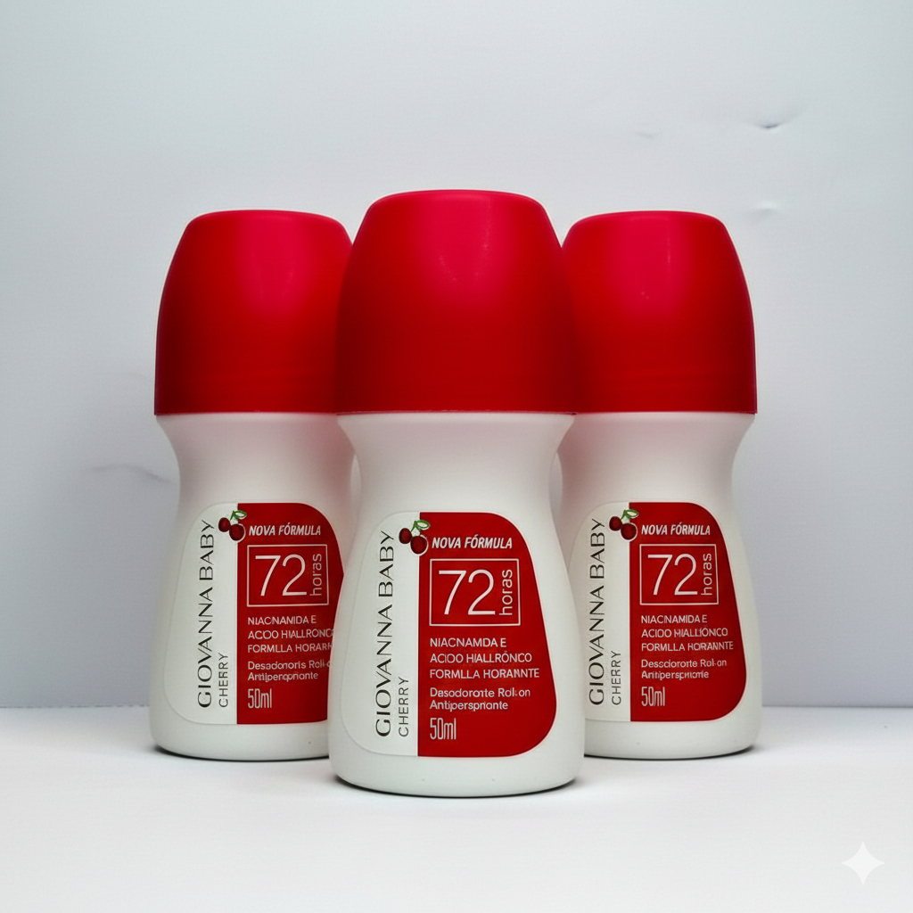 Kit Desodorante Roll-On Giovanna Baby Cherry 50ml com Proteção de 72hs em Oferta na Shopee