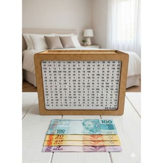 Cofre MDF Desafio 10mil/5mil/1mil Caixa Dinheiro Cofrinho De Madeira Método Japonês Escolha Sua Meta em Oferta na Shopee