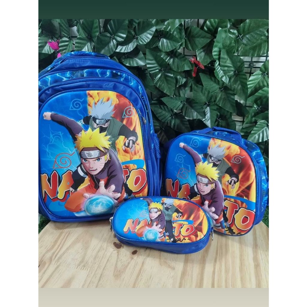 Kit Mochila Escolar Infantil Masculina Do Naruto Mochila + Estojo + Lancheira Térmica