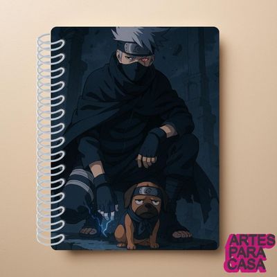 Adesivo para Capa de Caderno Decoração Escolar Infantil Anime Naruto Kakashi Sensei Cachorro Mundo Ninja
