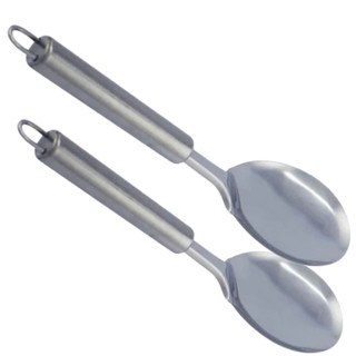 Kit Colher Para Servir Arroz Pequena 26cm Inox Premium Colherão Cabo Tubular Utensilio Cozinha