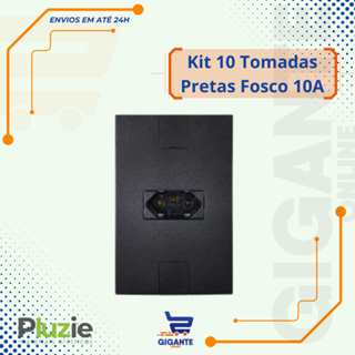 Kit 10 Conjunto Embutir 4x2 1 Tomada Preto Fosco 2p+t 10A Pluzie 250v em Oferta na Shopee