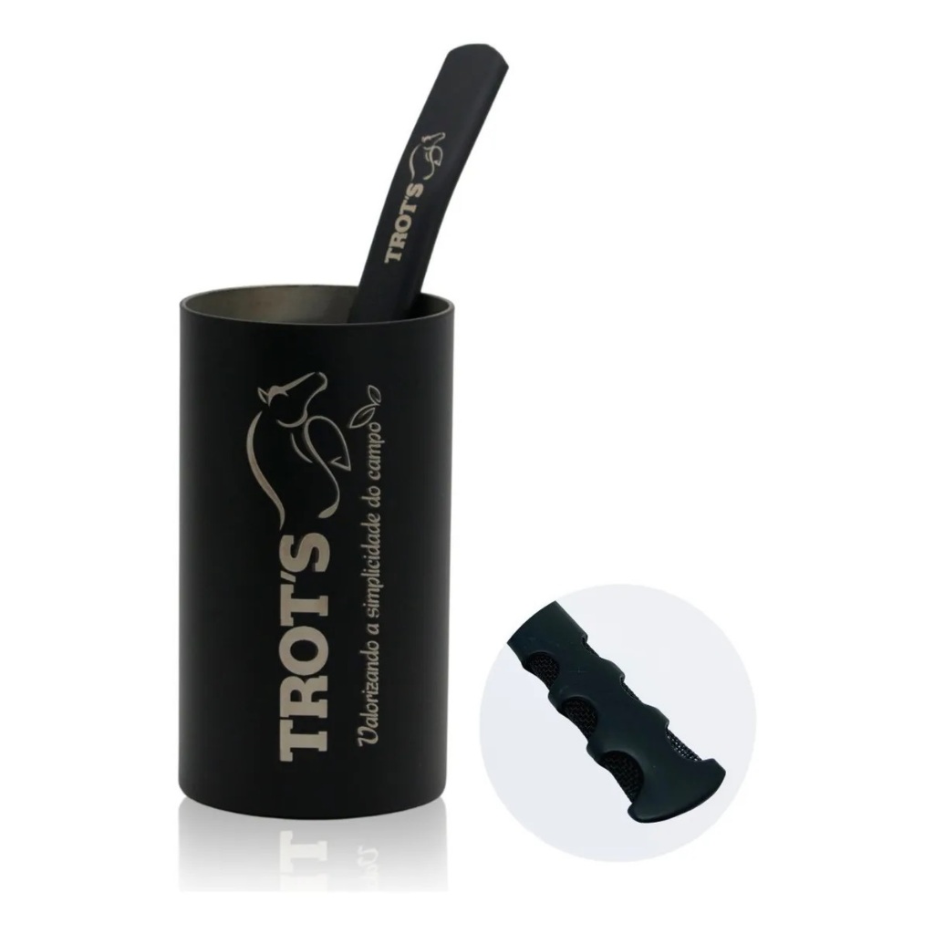 KIT COPO + BOMBA TERERE QUADRADO PRETO NOSSA SENHORA APARECIDA - STALEY - TROTS