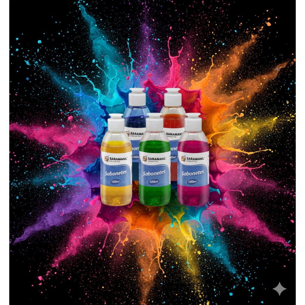 Corante Cosmético para Sabonetes e Cosméticos Artesanais e Profissionais pigmento liquido à base de água saramanil 100ml