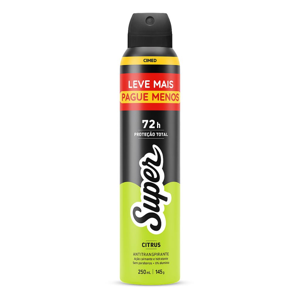 Desodorante Super Citrus 72h Aerossol Antitranspirante 250ml em Oferta na Shopee