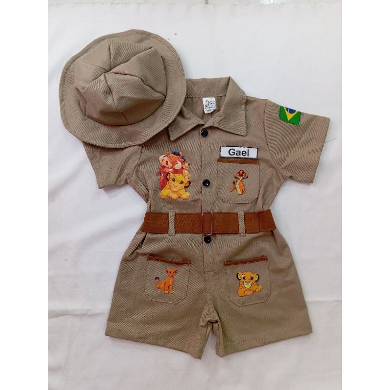 macacão infantil selva leão em Oferta na Shopee