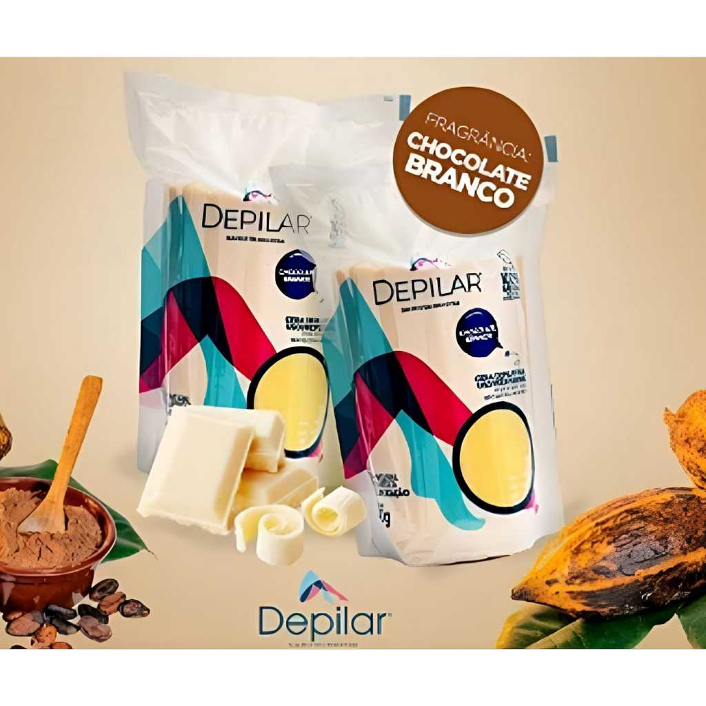 Cera Depilatória de Chocolate Branco Elástica 500g Depilar