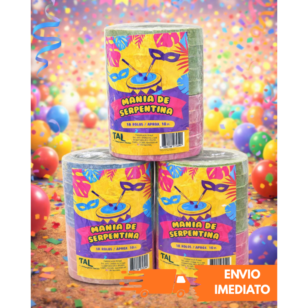 3 Rolo Serpentina 30m Festa Carnaval Folia Comemorações TNT Mania