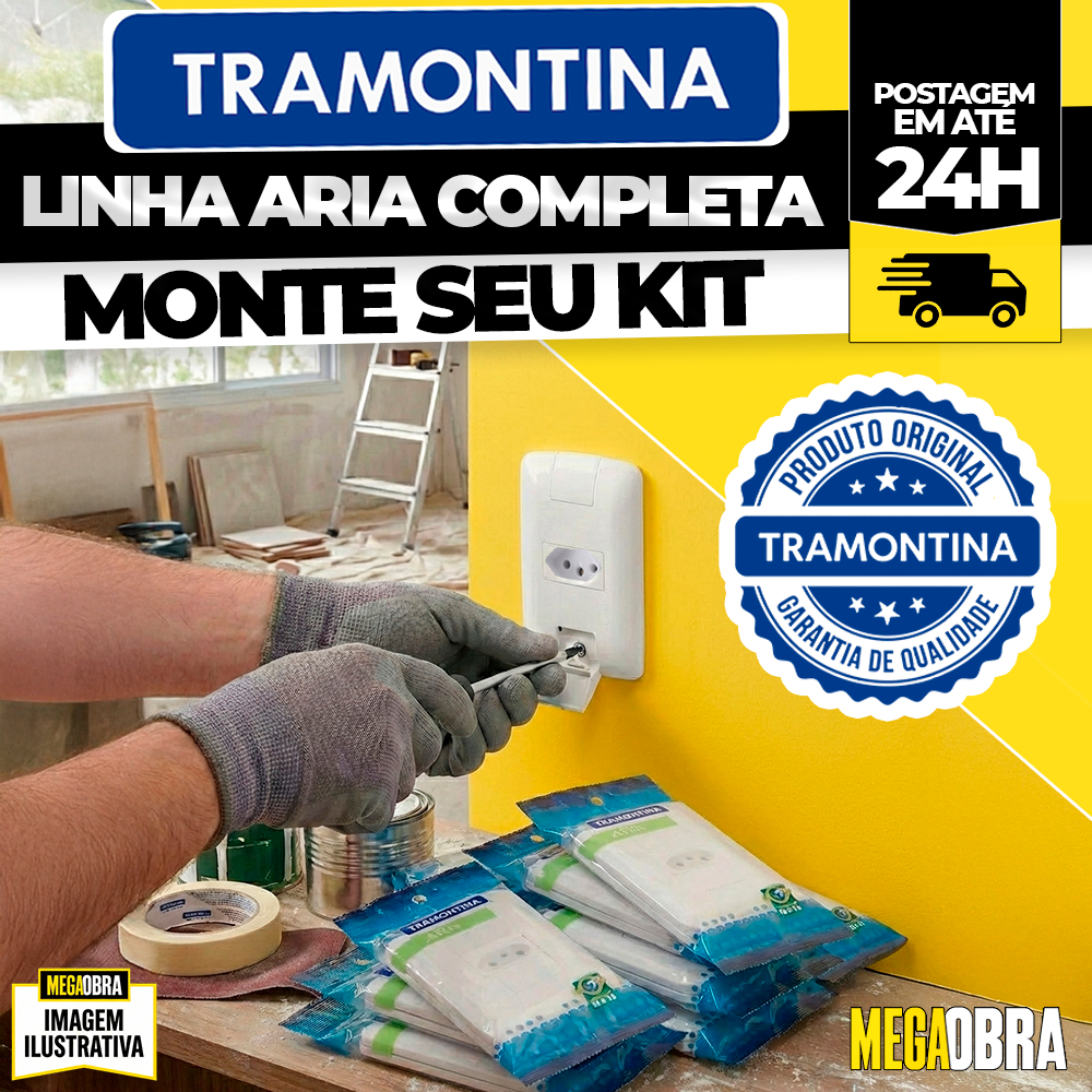 Linha Aria Tramontina Completa Tomadas e Interruptores 10A 20A Placas Modulares 4x2 4x4 Branca