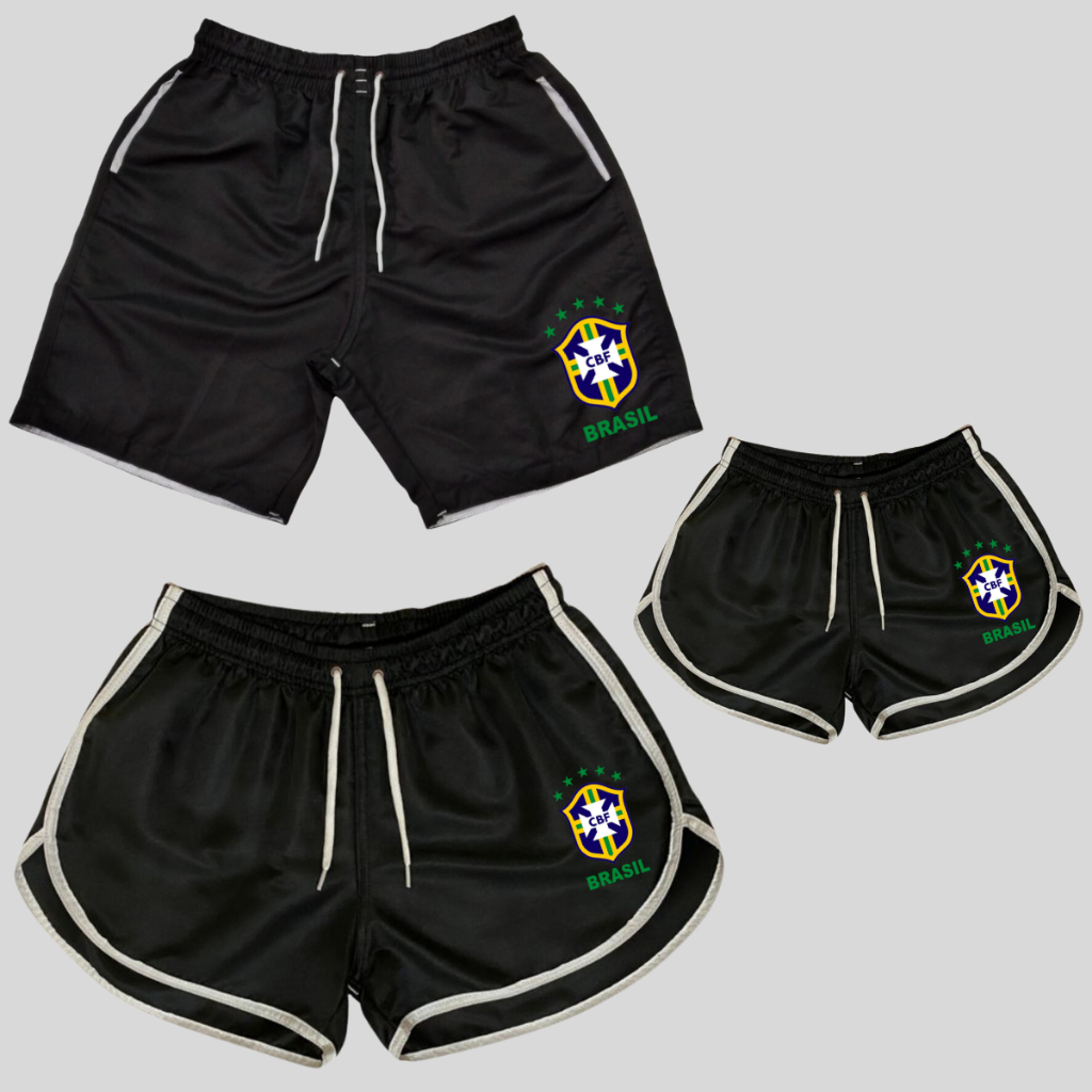 Kit 3 Shorts Familia Brasil Bermudas de Praia Para toda Familia Copa Mundo
