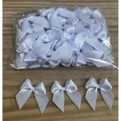 50 Laços de Cetim- Cor Branco - N°2 -Ideal para Artesanatos, Lembrancinhas e Decorações de Festas.