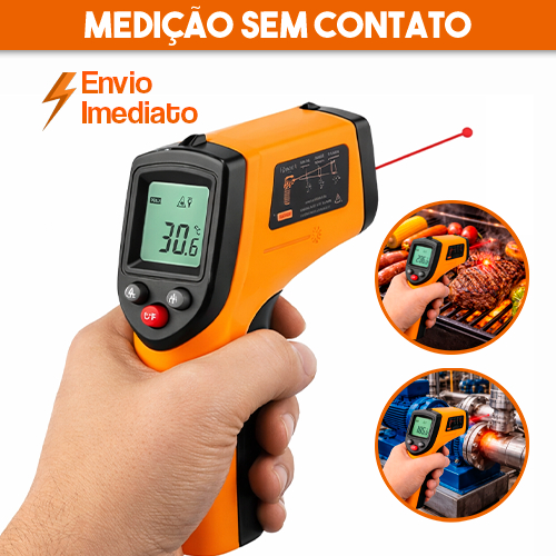 Termômetro Infravermelho Digital Laser – Mede Sem Contato Ideal para Cozinha e Indústria -55º- 400ºc