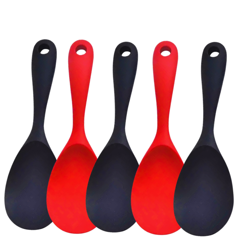 Kit Colher Arroz Silicone Panela Elétrica Antiaderente Multiuso Preparar Servir C/2, 3 ou 5Un