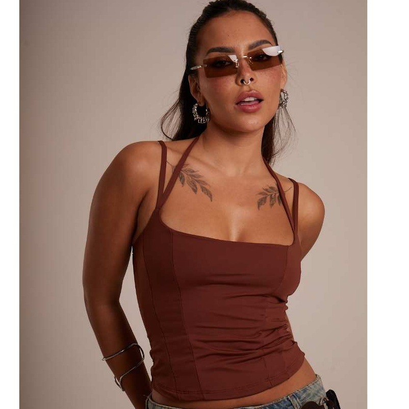 Corset Feminino Cropped Regata Poliamida Moda Gringa Tendência em Oferta na Shopee