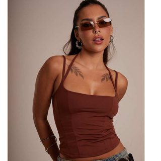 Corset Feminino Cropped Regata Poliamida Moda Gringa Tendência em Oferta na Shopee