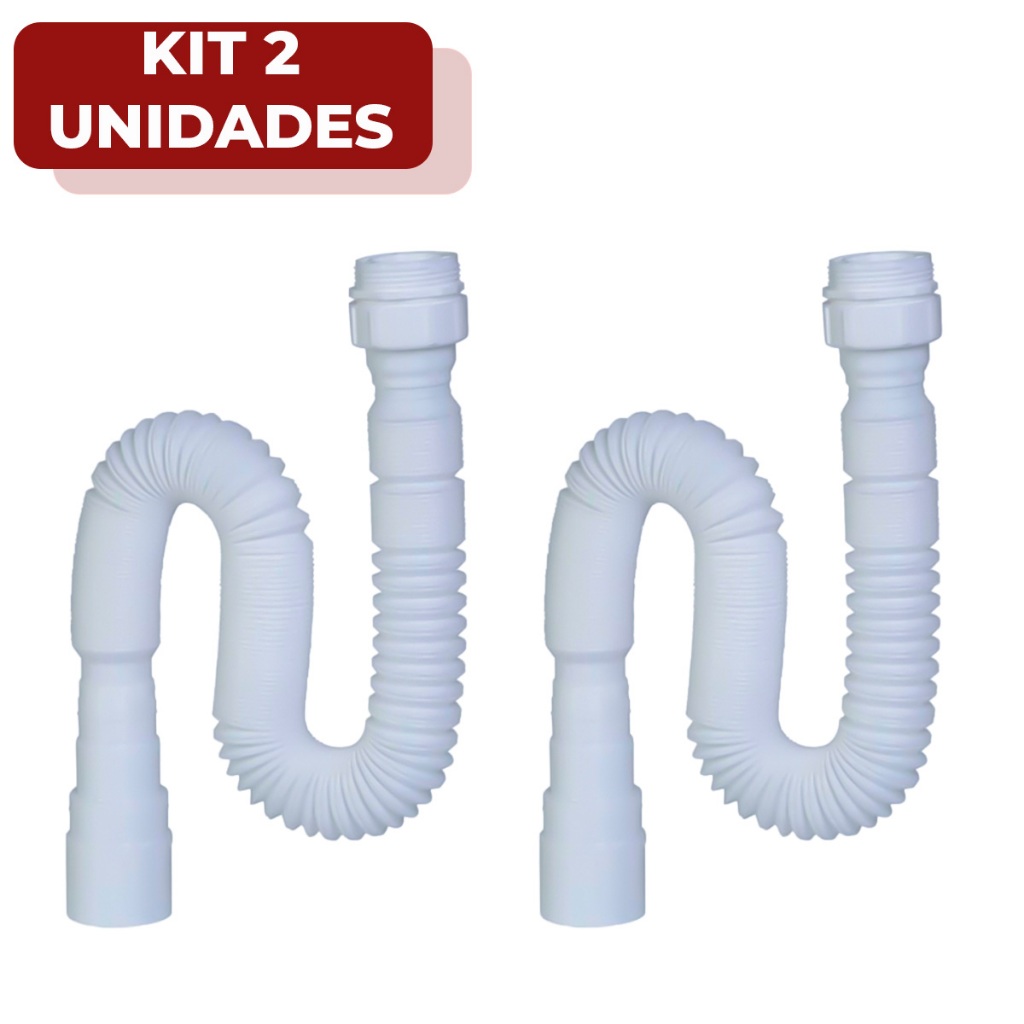 Sifão Para Pia De Cozinha Sanfonado Ajustável Multiuso Flexível Tanque Banheiro Lavatório Branco