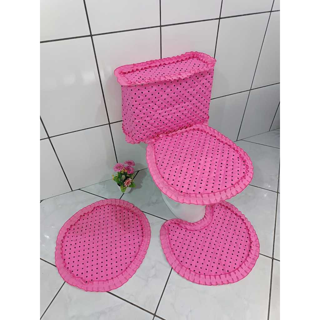 Jogo de banheiro de bolinha kit tapete com 3 ou 4 peças capa para caixa acoplada tampa de vaso