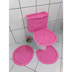 Jogo de banheiro de bolinha kit tapete com 3 ou 4 peças capa para caixa acoplada tampa de vaso