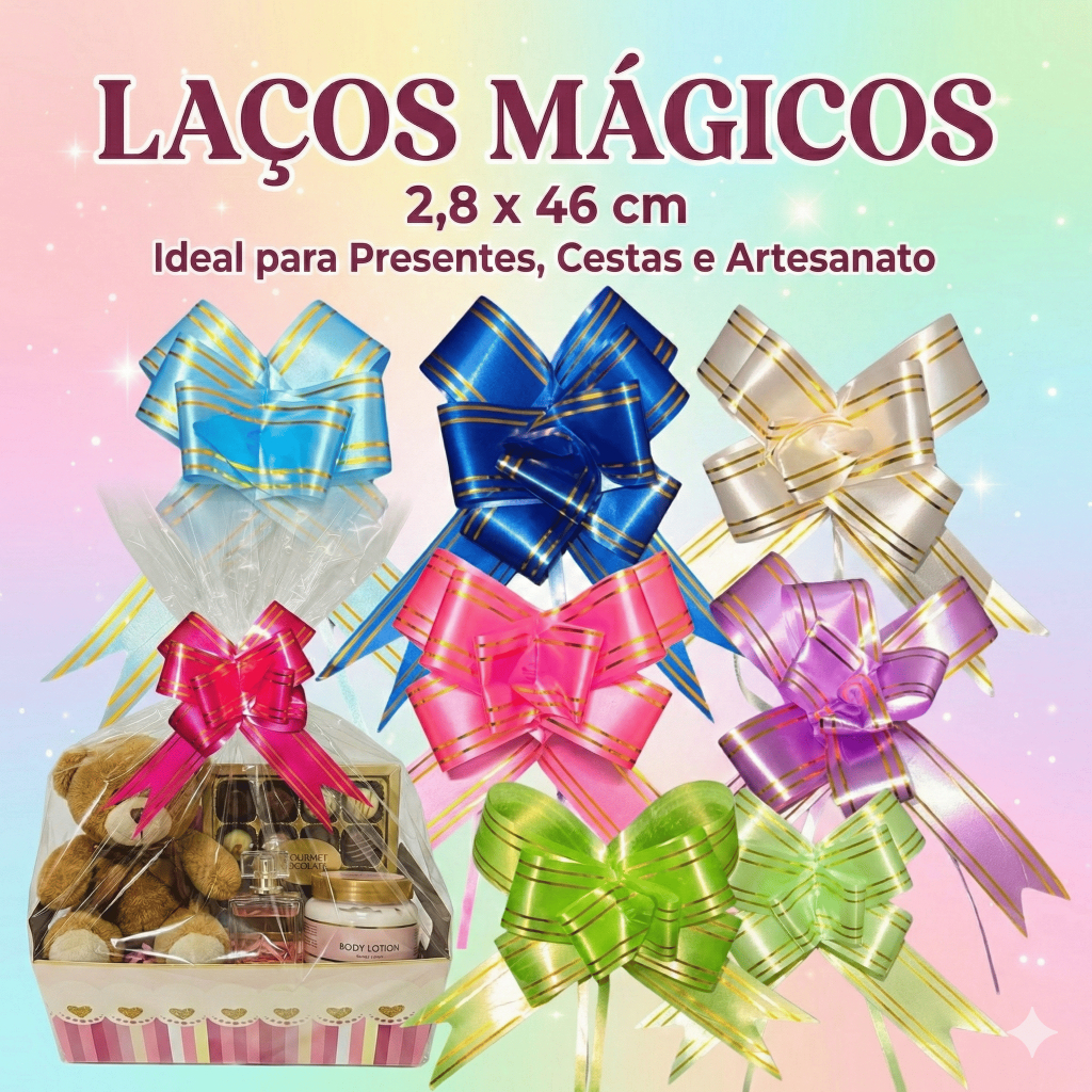 Kit 50/100  ou 200 Laços Mágico Filete para Presente e Cesta de Café da Manhã