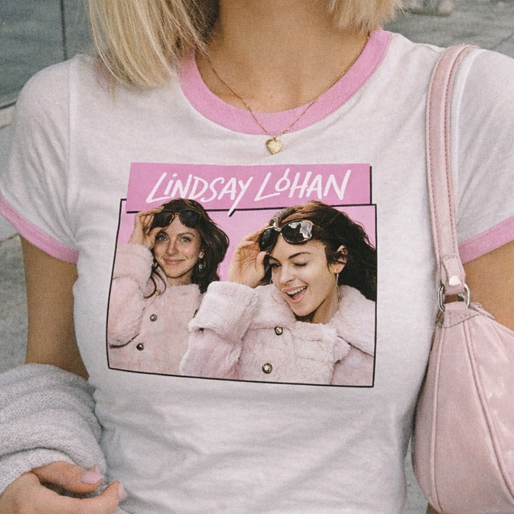 Camisa Feminina Baby Tee Lindsay Lohan T-shirt Vintage Y2K estética BabyLook