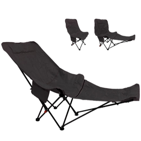 Cadeira camping Preta 3 posições dobravel 2 em 1 Apoio Para Pés Com Bolsa Resistente em Oferta na Shopee