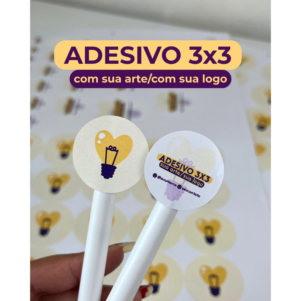 1000 ADESIVOS 3X3 PERSONALIZADOS