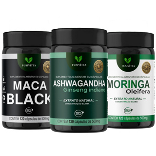 Kit Ashwagandha, Maca Negra e Moringa 120 Cápsulas Cada 500mg FusiVitta em Oferta na Shopee
