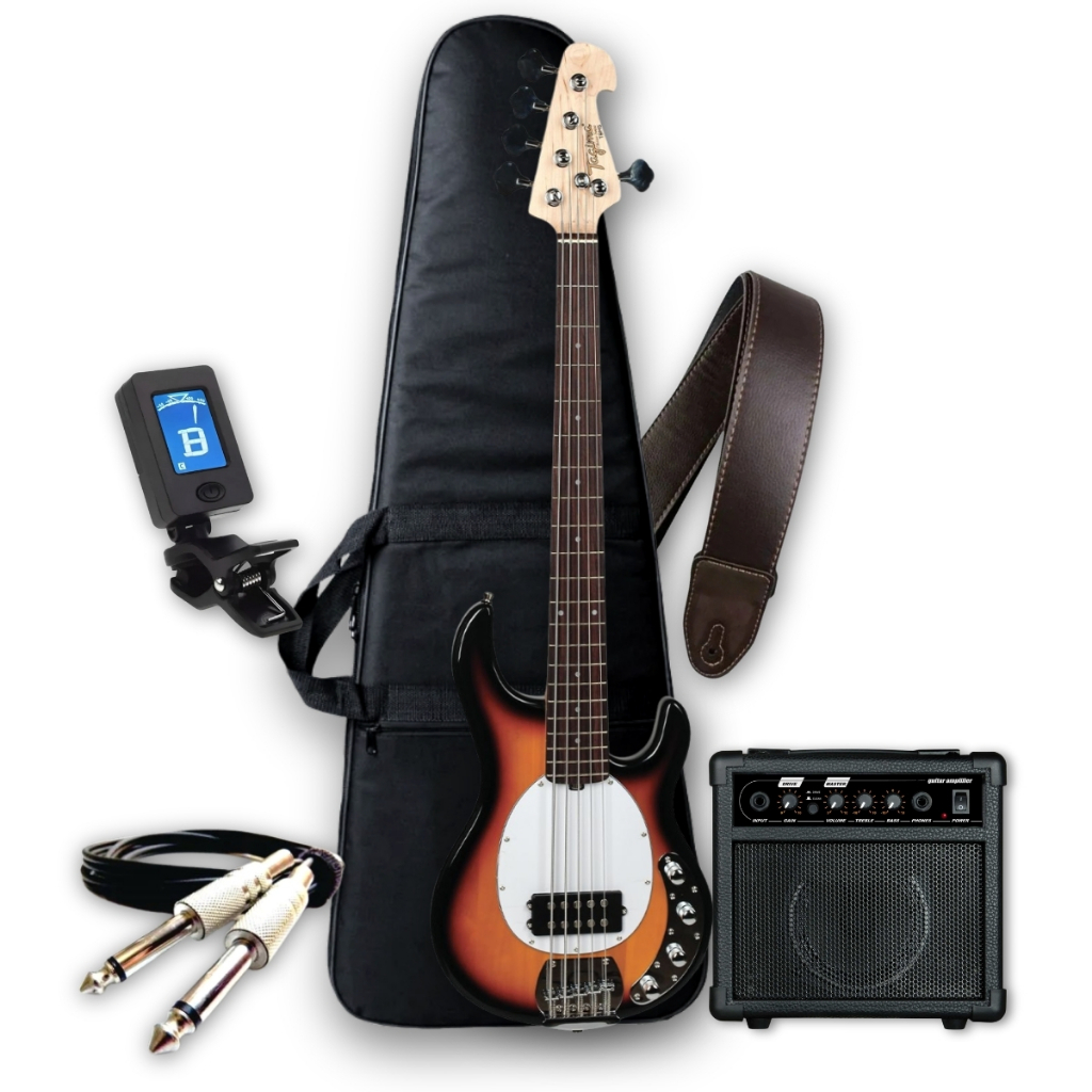 Kit Contra Baixo Tagima 5 Cordas Tbm 5 Ativo + Acessórios + Amplificador
