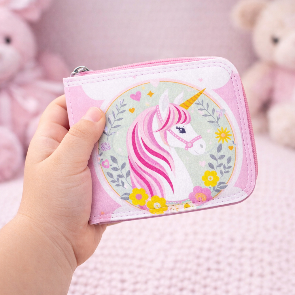 Carteira Infantil Unicórnio Rosa Presente para as Meninas. em Oferta na Shopee