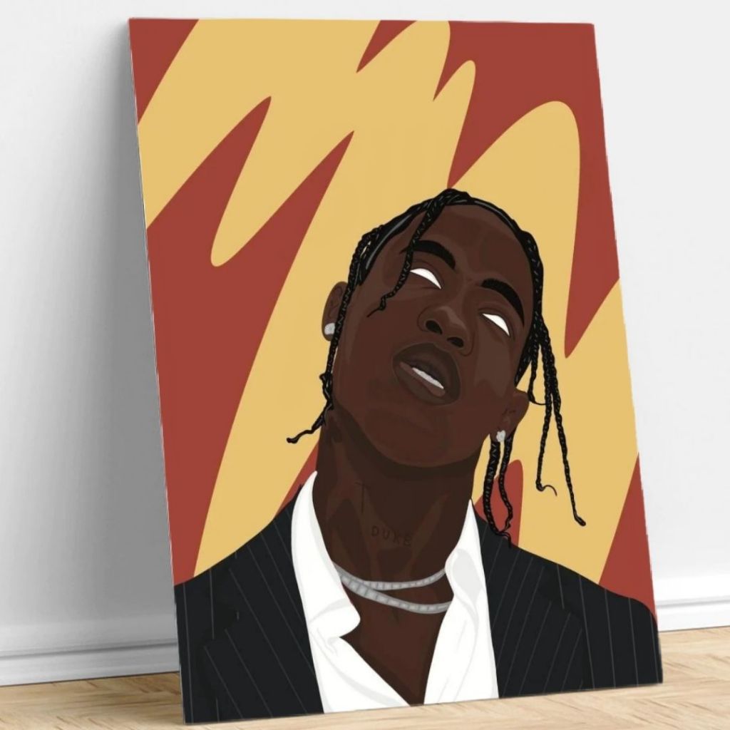 Quadro Travis Scott Placa Decorativa Rap Hip Hop MDF 20x28cm Decoração Quarto Setup