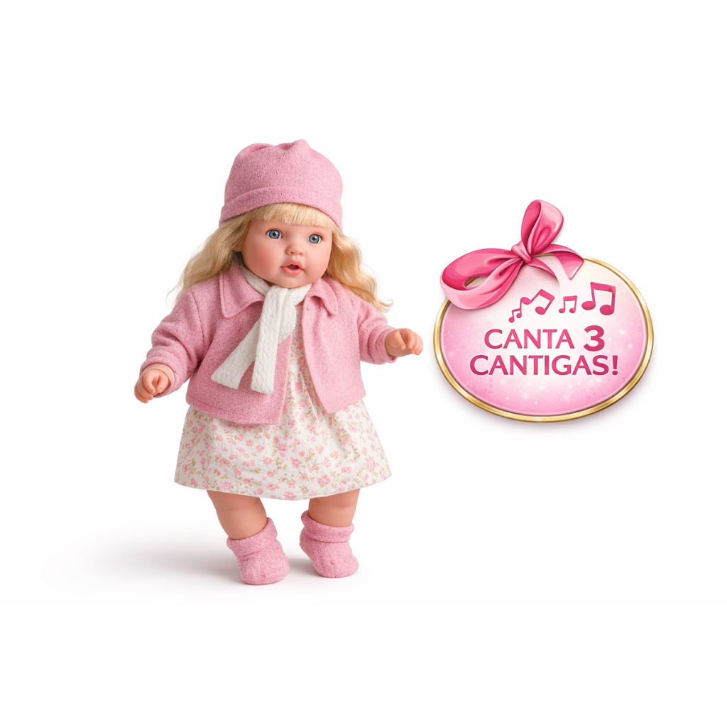 Boneca Rose Ring 40cm Canta 3 Cantigas Interativa Infantil Presente Educativo