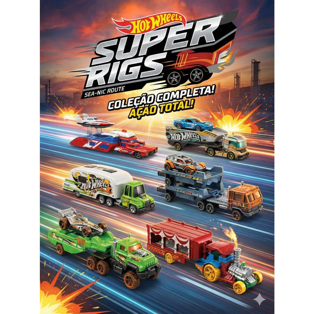 Hot Wheels Miniatura Caminhão Transporte BDW51 – Super Rigs /Super Prataforma Mattel 2026