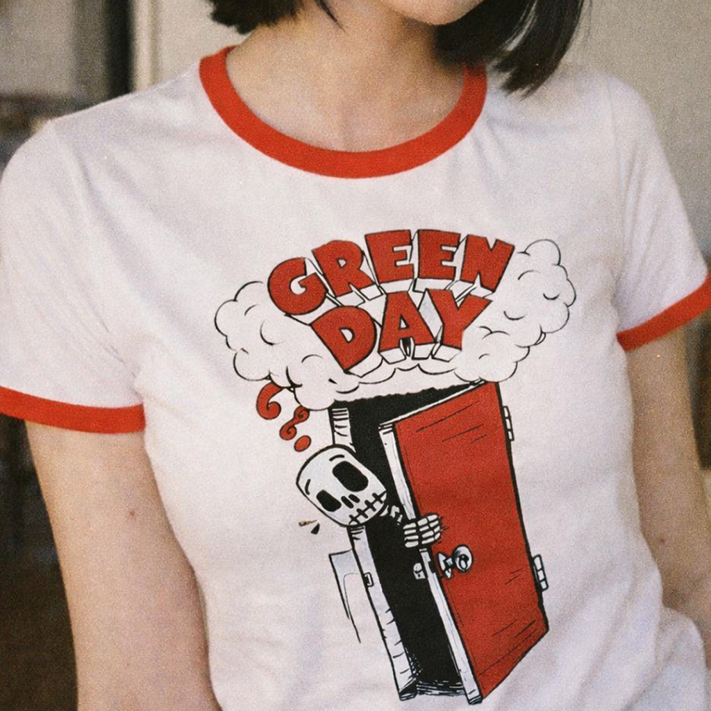 Camisa Feminina Baby Tee Green Day Banda RockT-shirt Vintage Y2K estética BabyLook
