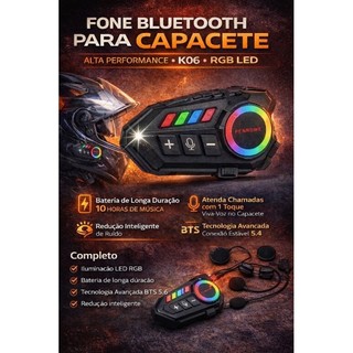 🏍️ Fone Imersivo Capacete - Áudio - Comando De Voz - Conectividade Bluetooth - Reproduz Música - Atendente Chamadas