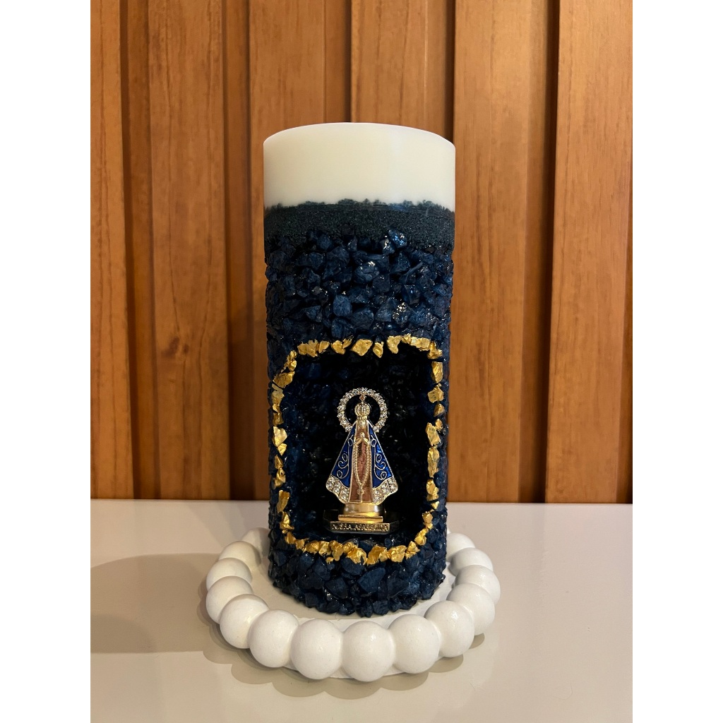 Vela santuário oratória Aromática em pedraria Nossa Senhora Aparecida