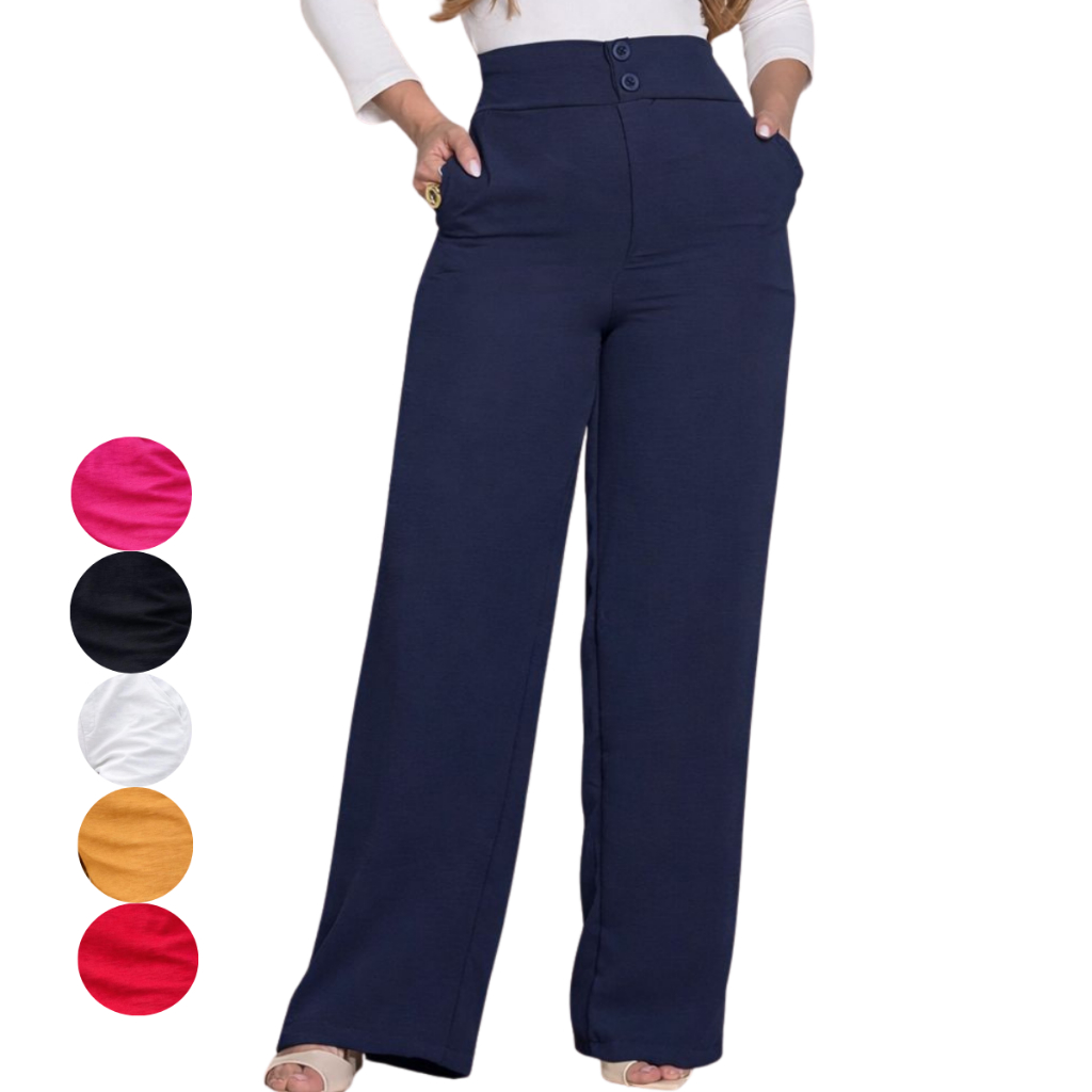 Calça Feminina Pantalona Dunas Com Bolso Confortavel em Oferta na Shopee