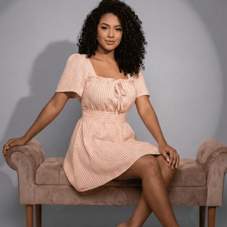 Vestido Curto Com Short e Mangas Linhas Duna Elgente Elastico Nas Costas Modas May em Oferta na Shopee