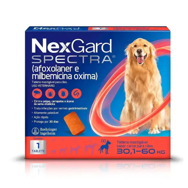 Nexgard Spectra Antipulgas e Carrapatos Para Cães 30 A 60kg Com 1 Tablete