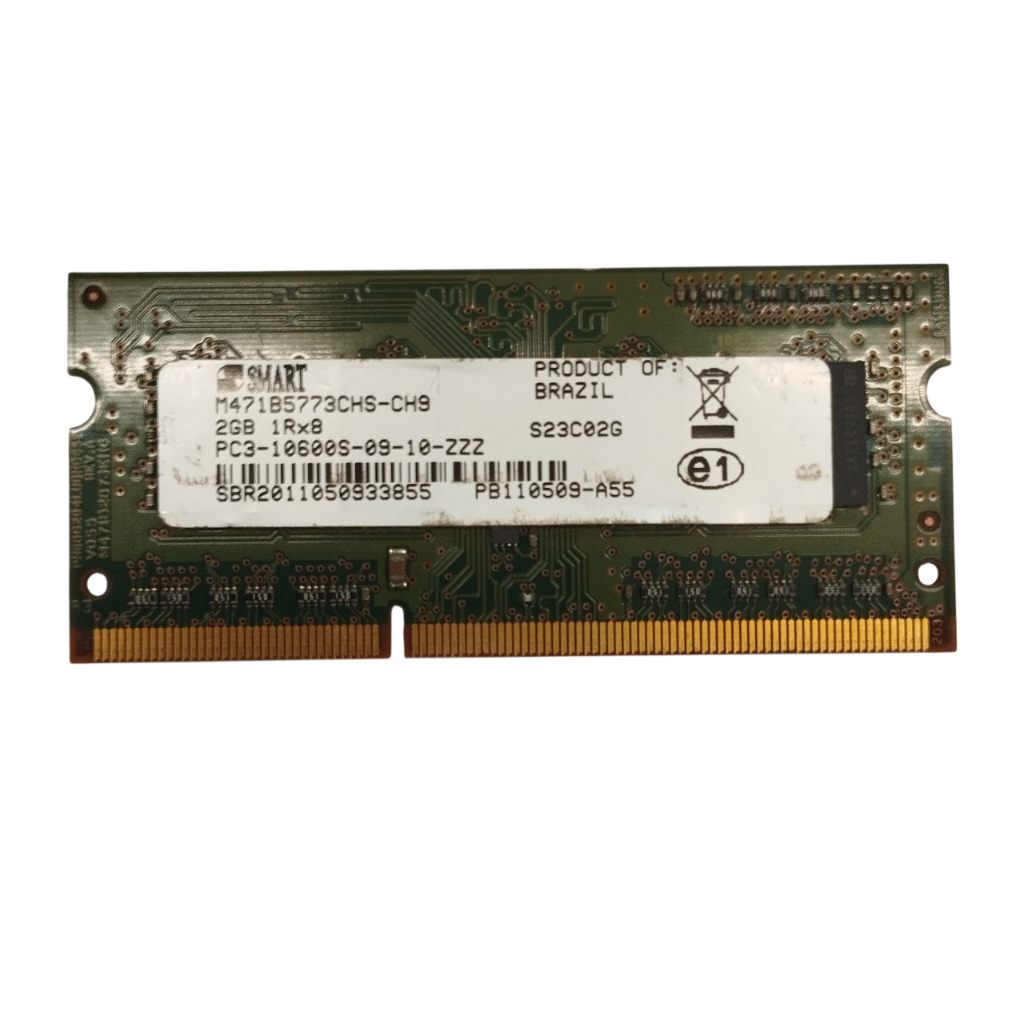💻 Memória RAM Notebook Smart 2GB DDR3 1333MHz PC3-10600S 1Rx8 | Usada