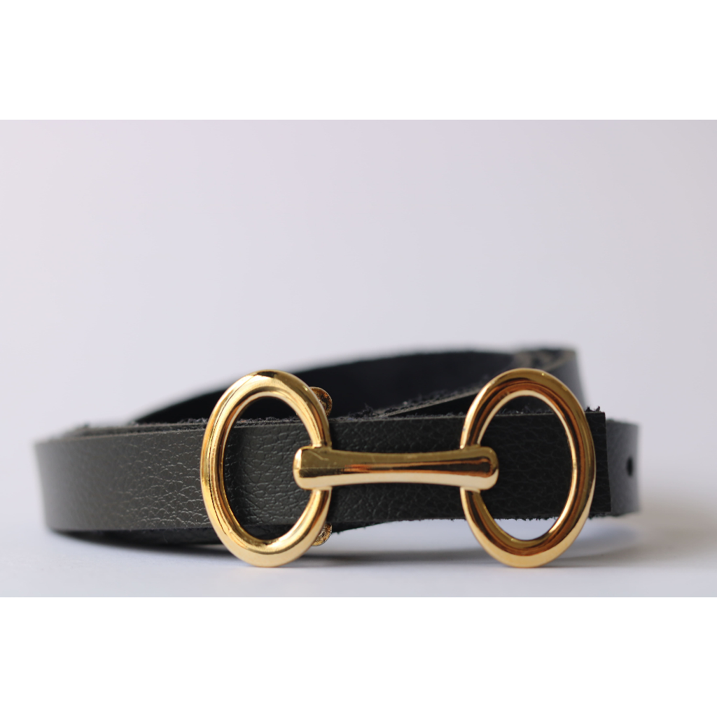 Cinto Fino Feminino Tendência Fivela Dupla Dourado Social Casual em Oferta na Shopee