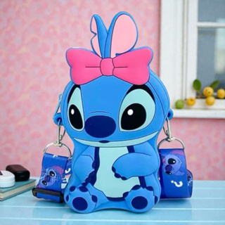 Bolsinha Infantil Disney Stitch Silicone com Alça Regulável Porta Moedas em Oferta na Shopee
